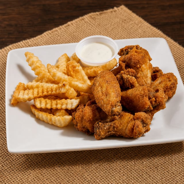 6 Pcs Wings N Fries.